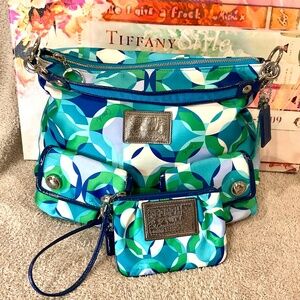 Coach Y2K Rare Poppy Kaleidoscope Matching Set Shoulder Bag Tote with Wristlet